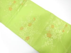 紗　秋草模様織り出し　名古屋帯